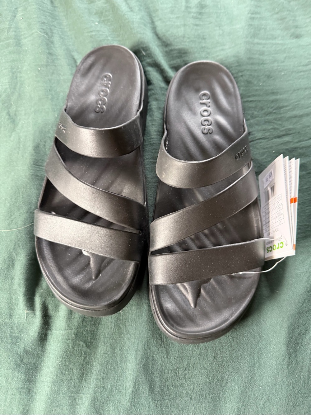 CROCS Women's Black Triple-Strap Slide Sandals